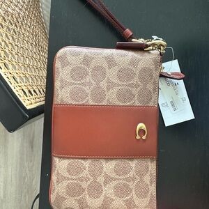 COACH NWT Brown and Tan Wristlet
